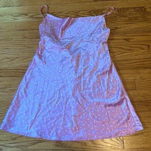 Light Pink Satin Zara Dress With Flower Design